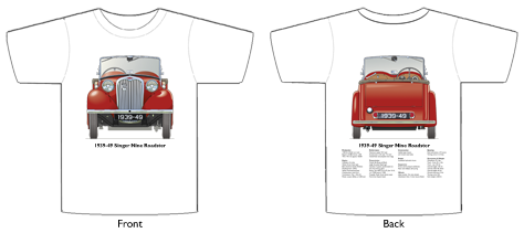 Singer Nine Roadster 1939-49 T-shirt Front & Back